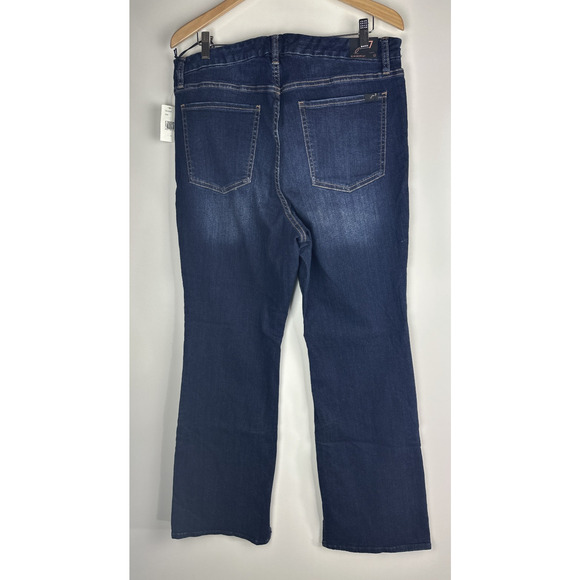 NWT JEN7 Split-Hem Slim Bootcut Jeans Dark Wash Sandblasted Stretch Plus Size 16 - Picture 10 of 14